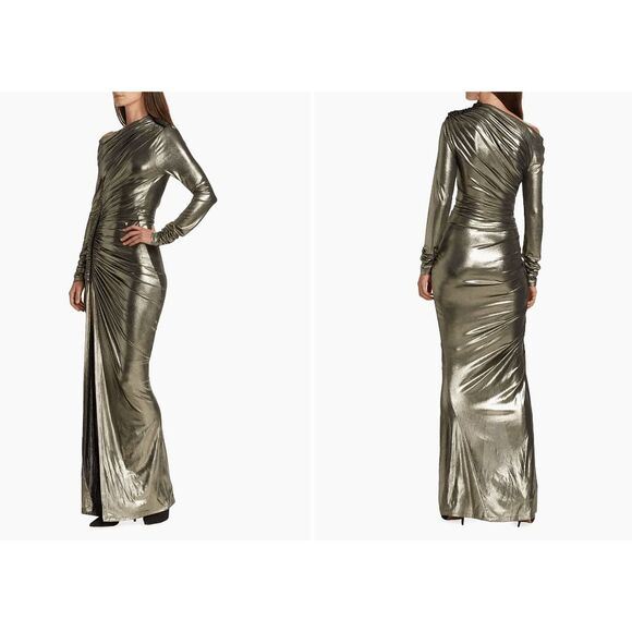 UNTTLD Platine Dimitra Gathered Metallic Gown 38(US 6) $1250 - Picture 1 of 10